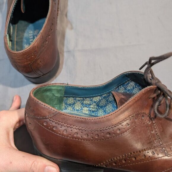 Ted Baker London Vineey Burgundy Derby Wingtip Men Oxford Leather Shoes Size 10 - Picture 7 of 11